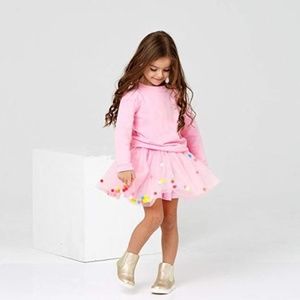 Rainbow Pom Pom Puff Balls Tutu Skirt